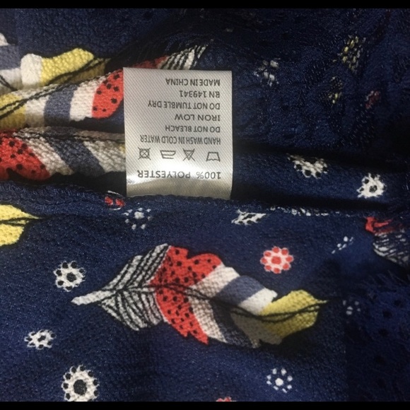 NWT! WonderLust LA Navy Feather Print Shift Dress - Picture 5 of 5
